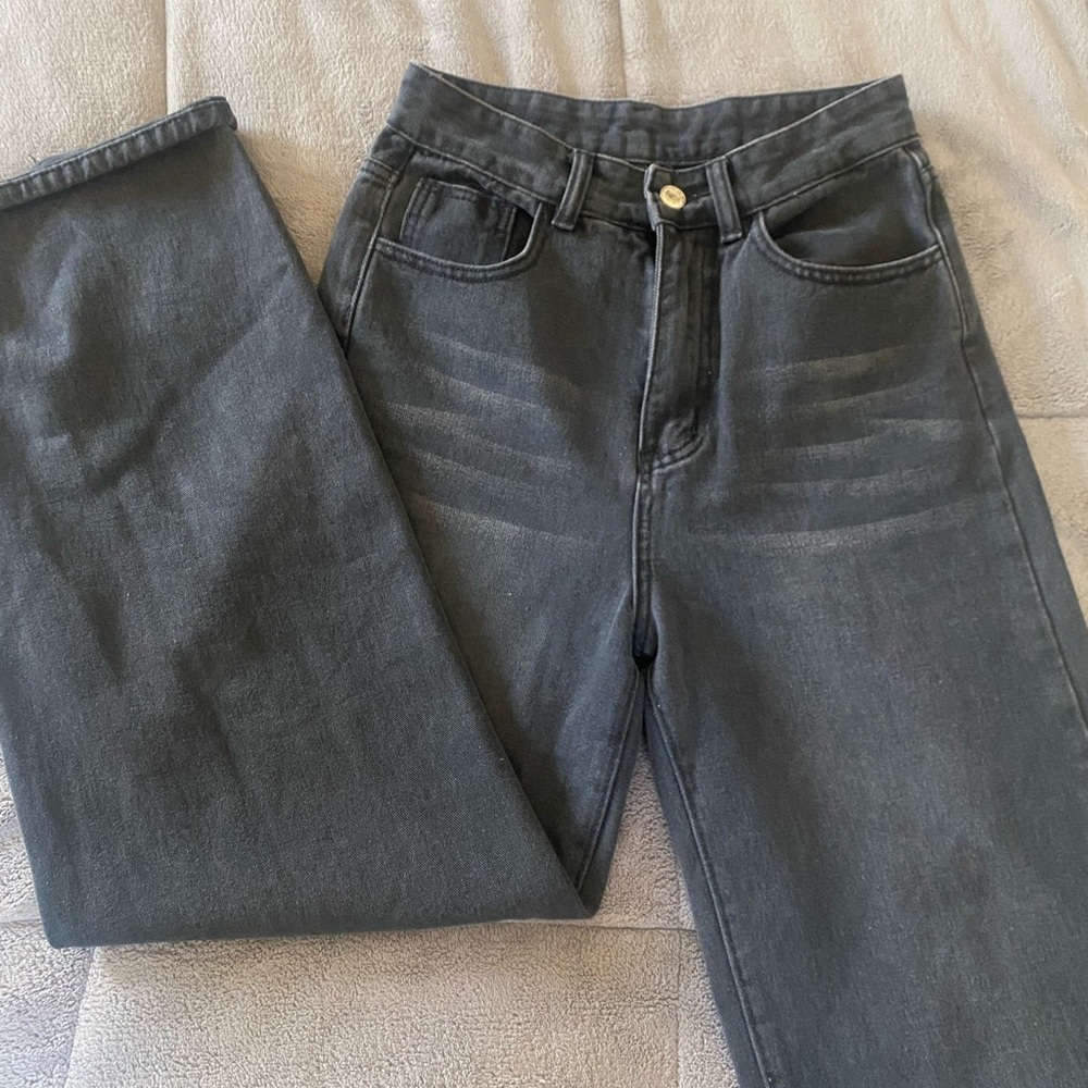 Black wide leg jeans